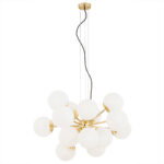 Elite 15 Light Pendant Lamp, Opal Glass, Brass, 87cm Width