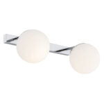 Elite IP44 Double Wall Light, Opal Glass, Chrome, 50cm Width
