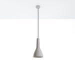 Ompoli Fluted Pendant Lamp, Grey Concrete, 1 Light, 17cm Diameter