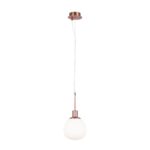 Erich Single Pendant Lamp, Brass Metal, Opal Glass, 15cm Wide