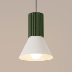 Vestra Olive Green Single Pendant Lamp, White Shade, Metal, 14cm Diameter