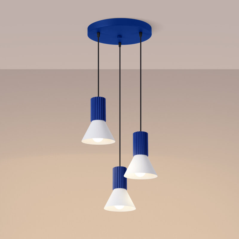 Estria Pendant lamp 3P white/ultramarine Image 4