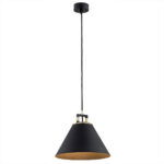 Etro Single Pendant Light, Black, Brass Detail, 28cm Width