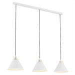 Etro Bar Pendant Light, White, 3 Lights, Brass Detail, 126cm Width