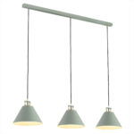 Etro 3 Light Pendant Lamp, Sage Green, Brass Detail, 126cm Width