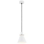 Everly White & Brass Pendant Lamp, 1 Light, Black Suspension, 14.5cm Width