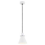 Everly White & Chrome Pendant Light, 1 Lamp, Black Suspension, 14.5cm Width
