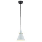Everly Matt Blue & Brass Pendant Light, Black Suspension, 1 Lamp, 14.5cm Wide