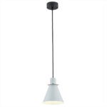 Everly Matt Blue & Chrome Pendant Lamp, Black Suspension, 1 Light, 14.5cm Width
