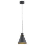 Everly Pendant Light, Black, 1 Lamp, Brass Trim, 14.cm Width