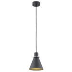 Everly Black Pendant Lamp, 1 Light, Chrome Trim, 14.cm Width