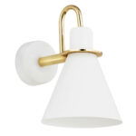 Everly White & Brass Wall Lamp, 1 Light, 14.5cm Width