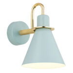 Everly Matt Blue & Brass Wall Lamp, 1 Light, 14.cm Wide