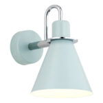 Everly Matt Blue & Chrome Wall Light, 1 Lamp, 14.cm Width