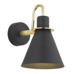 Everly Black & Brass Wall Lamp, 1 Light, 14.cm Width