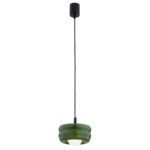Evo Pendant Light Fixture, Dark Green & Opal Glass, 19cm Width, 1 Lamp