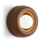 Evo Circular Wall Light, Terracotta & Opal Glass, 19cm Width, 1 Lamp