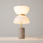 Kyoto Gold & Grey LED Table Lamp, 1 Light, Glass, 46cm Height