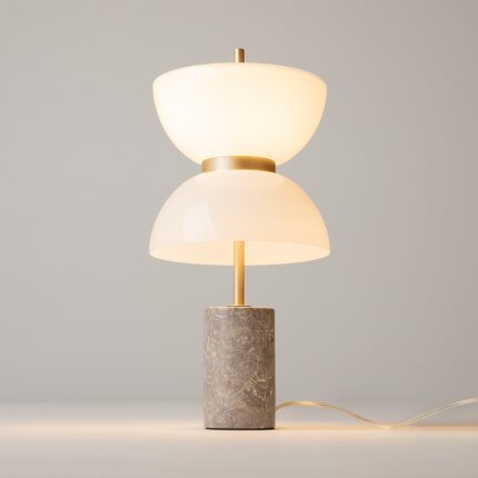 kyoto gold & grey table lamp, 1 light, glass, 46cm height