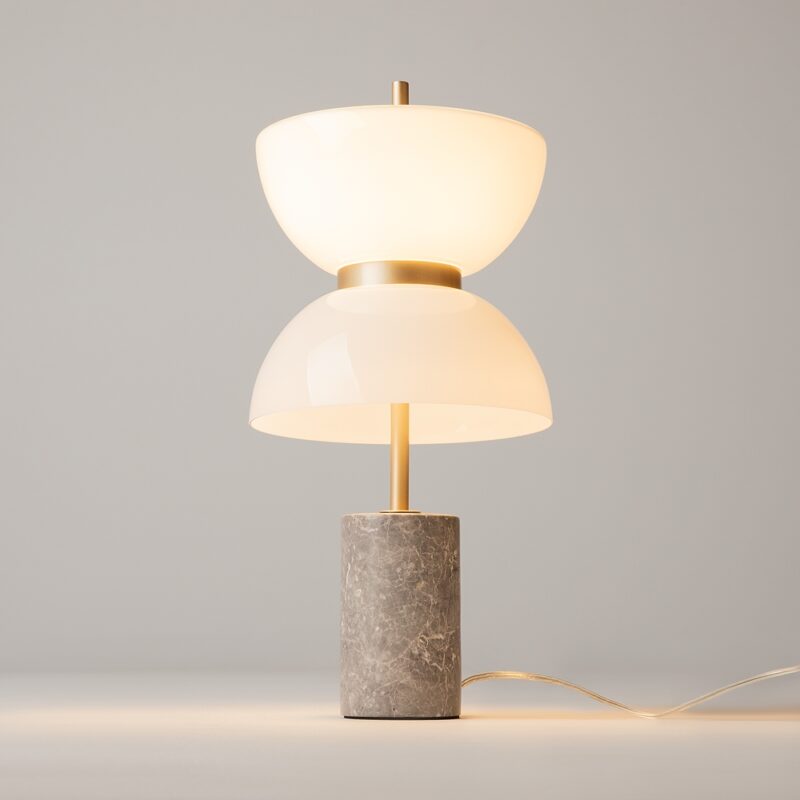 kyoto gold & grey table lamp, 1 light, glass, 46cm height