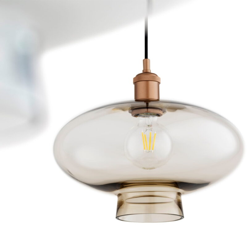 trisca champagne glass pendant light, copper steel, 1 lamp, 30cm diameter