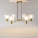Vision Gold Chandelier, 6 Light, Clear & Frosted Glass, 96cm Wide