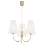 Fiano Chandelier 3 Light, Gold, White Shades, 49cm