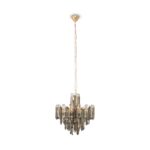 Flare Chandelier, 6 Lamp, Gold Metal, Clear And Smoked Crystal Glass, 48.8cm Wide