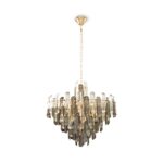 Flare 8 Light Chandelier, Gold Metal, Smoked And Clear Crystal Glass, 60.8cm Wide