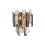 Flare Wall Light, Gold Metal, Smoked And Clear Crystal Glass, 22.30 Wide