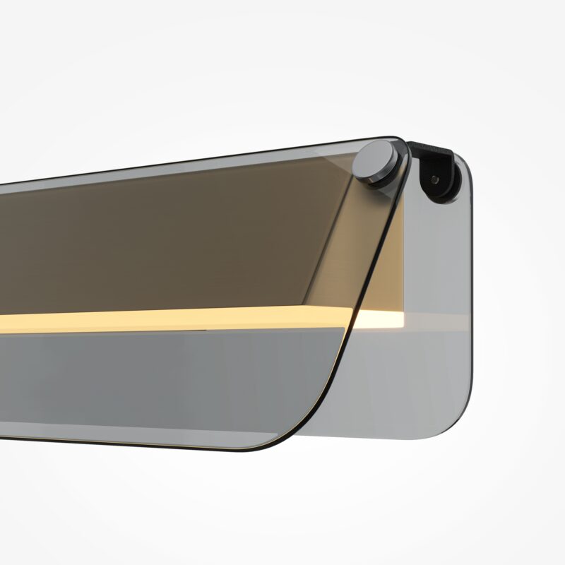Flat Medium LED Wall Light, Grey Glass, Brass Metal, 6W LED, 3000k, 30cm Wide - Image 2