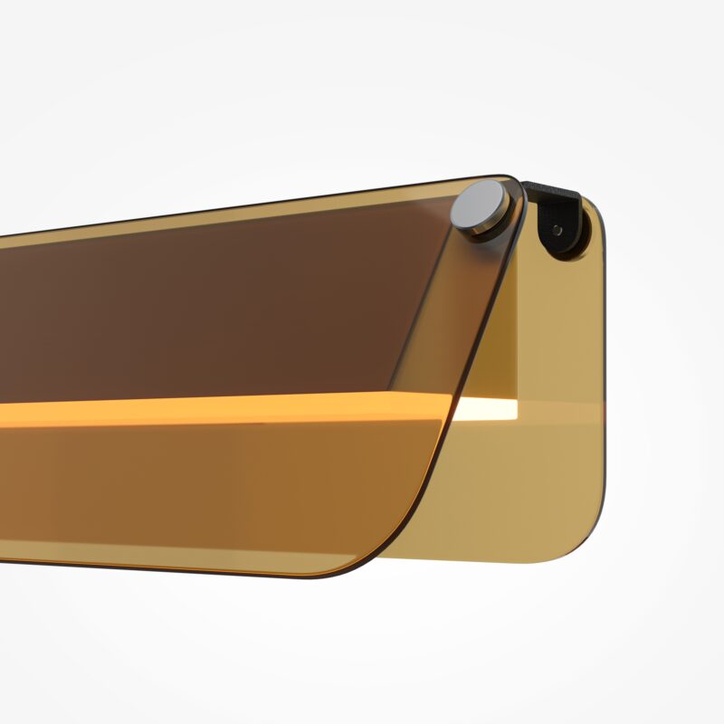 Flat Large LED Wall Lamp, Amber Glass, Brass Metal, 10W LED, 3000k, 43cm Wide - Image 3