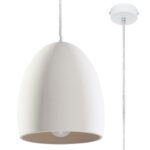 Flau Ceramic Dome Pendant Light, White, Metal, 30cm Diameter