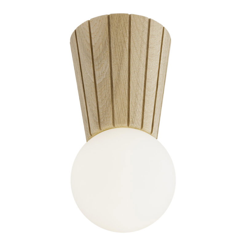 Foltant Ceiling Lamp, 1-Light, Glass, Wood