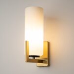 Fortano 1 Light Wall Lamp, Brass Metal, White Glass, 10cm Wide