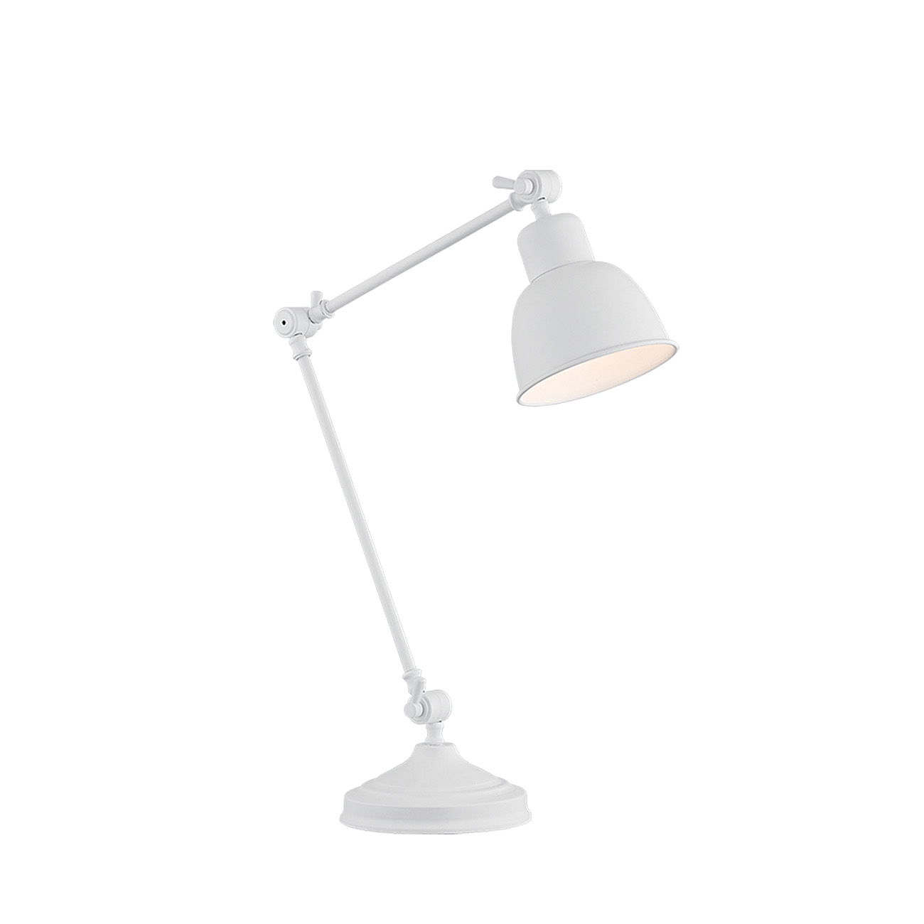 AL1T6R5C7 - Main Image - Fratu Adjustable Desk Lamp, 1 Light, White White adjustable desk lamp with dome shade and articulated arm.