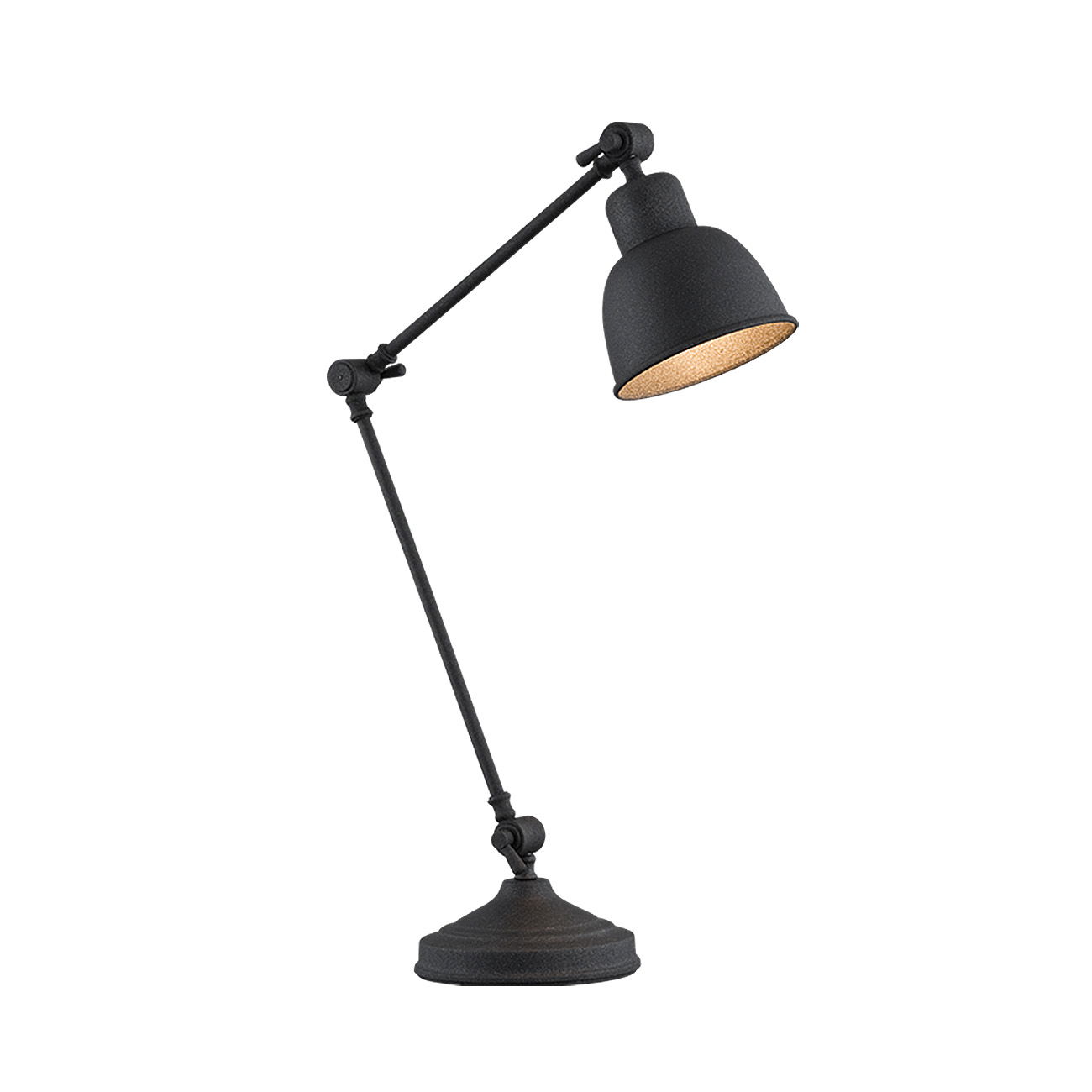 40325 - Main Image - Fratu Adjustable Desk Lamp, Black Black adjustable desk lamp with articulated arm and dome shade.