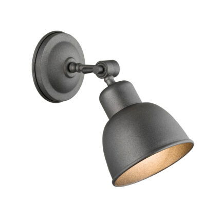 Anthracite grey wall light with adjustable shade and round wall mount.
