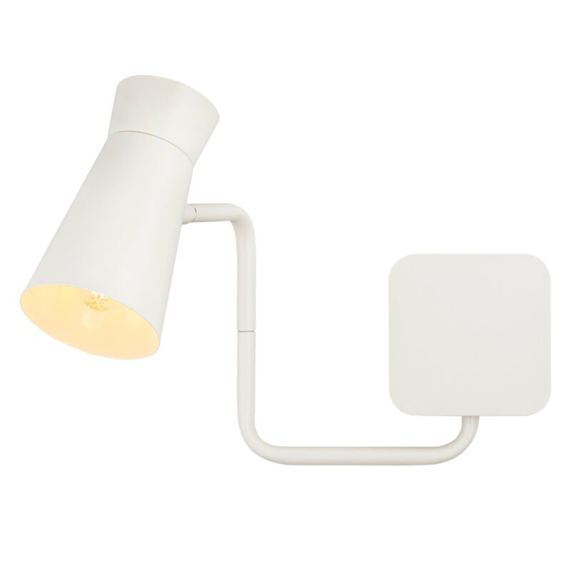 nard swivel arm wall light, cream white steel, 1 light, adjustable spotlight shade