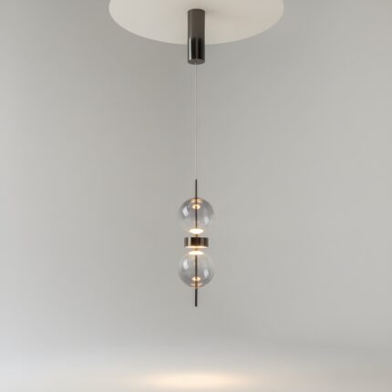 double moon black led pendant light, smoked glass, 3000k, 8w, 12cm wide