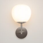Erich Nickel Wall Lamp, 1 Light, Metal, Opal Glass, 15cm Wide