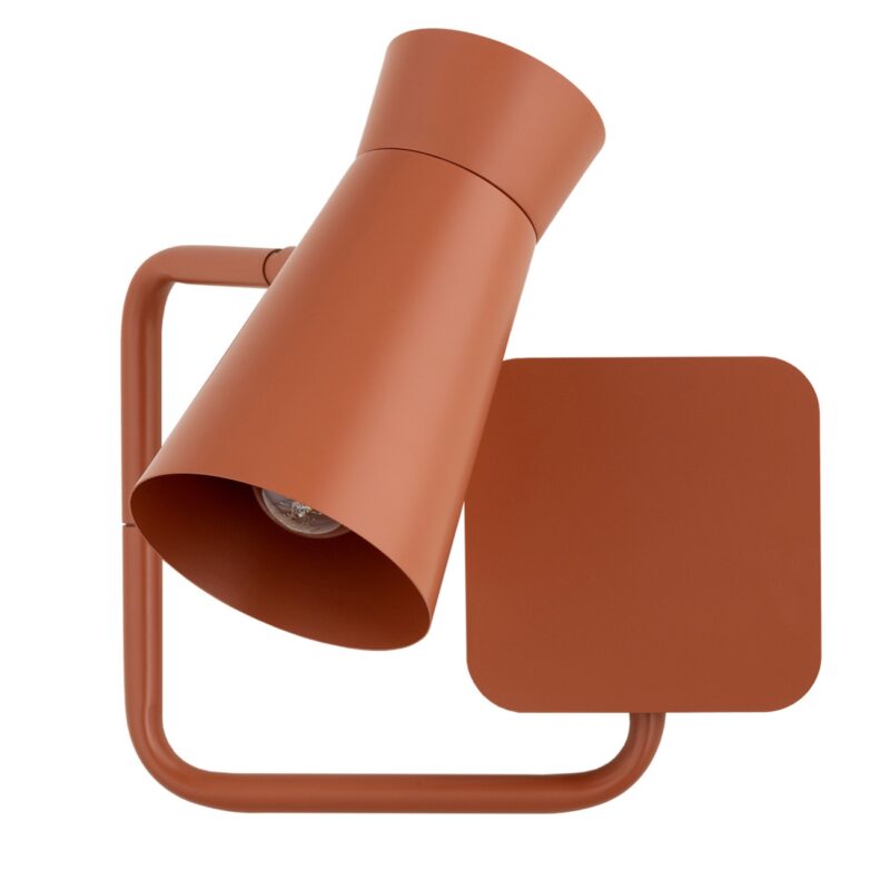 nard swivel arm wall lamp, terracotta steel, 1 light, adjustable spotlight shade