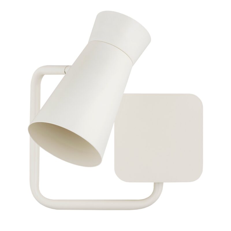 nard swivel arm wall light, cream white steel, 1 light, adjustable spotlight shade