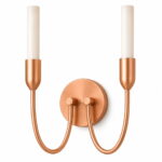 Argust Copper Wall Light, 2 Lamp, Steel, White Gloss Glass Shades, 21cm Wide