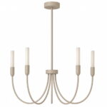 Argust 5 Light Taupe Chandelier, Steel, White Glass Shades, 48cm Diameter