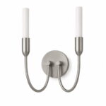 Argust Nickel Wall Lamp, 2 Light, Steel, White Glass Shades, 21cm Wide