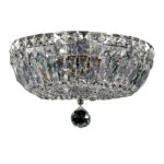 Basfor Crystal Flush Ceiling Light, Nickel, 3 Lamp, 30cm Wide