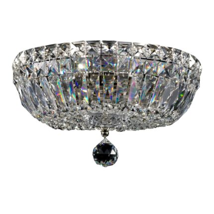 basfor crystal flush ceiling light, nickel, 3 lamp, 30cm wide