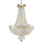 Bella 6 Light Gold Chandelier, Clear Crystal Glass, 40cm Wide