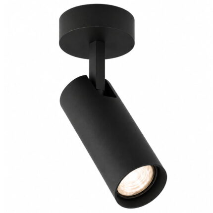 lensa black surface mounted adjustable ceiling spotlight, 1 light, gu10, 8cm wide